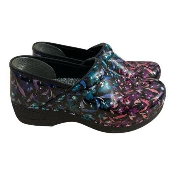 Dansko XP Women Professional Clogs 38 (US size 7.5-8) Multicolor Floral Leather - Picture 2 of 13